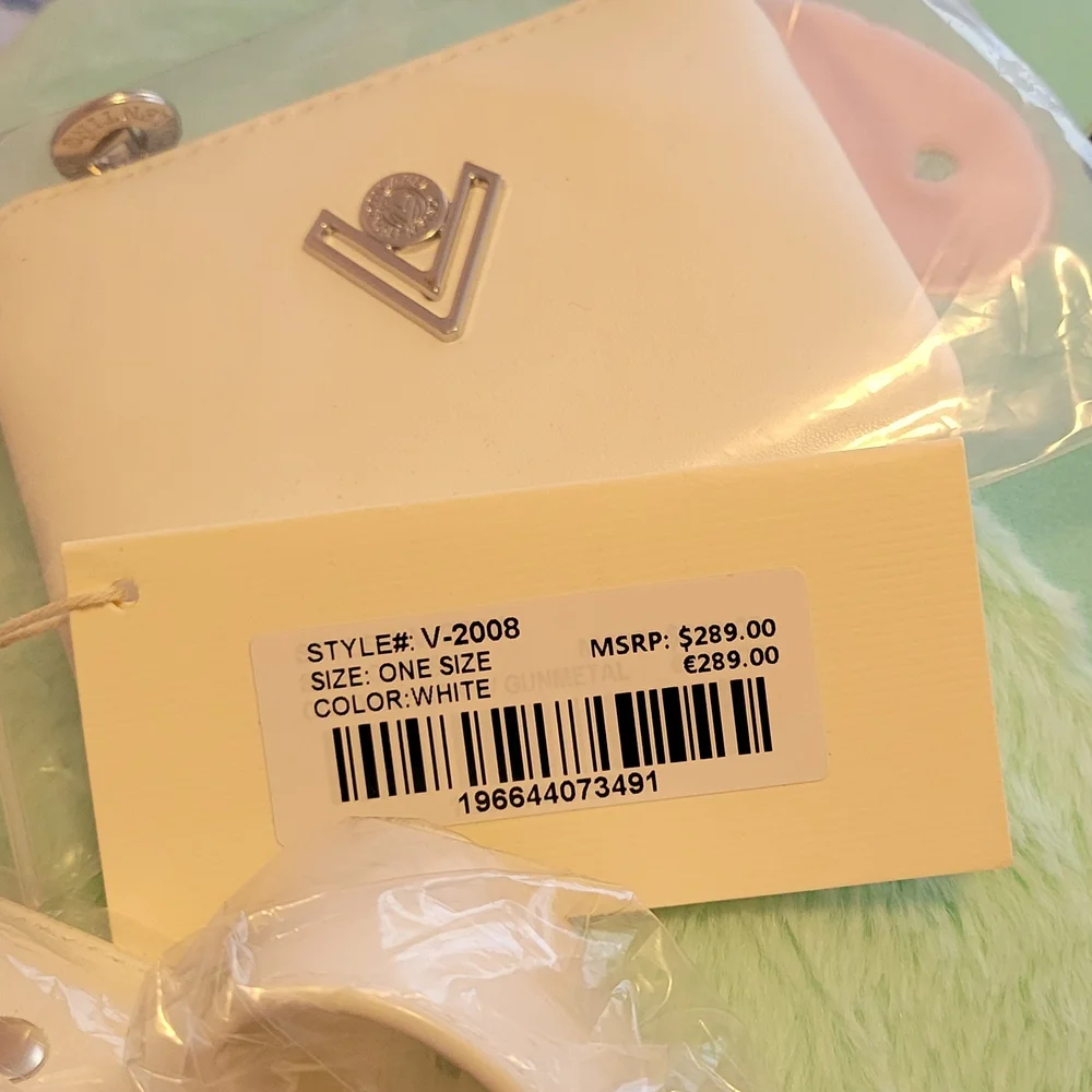 Valentino Orlandi NWT White  Crossbody Bag with Logo and Coin Purse. 10x8.5x3 - Picture 2 of 4